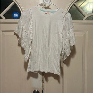 White Ruffle Sleeve Women’s Top